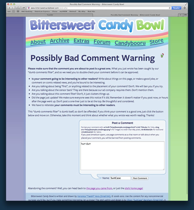 The dumb comment filter warning