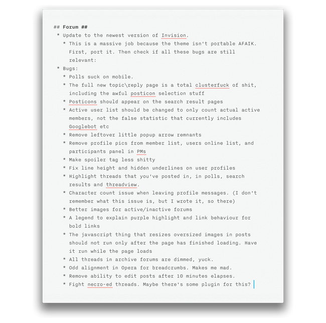 Forum todo list